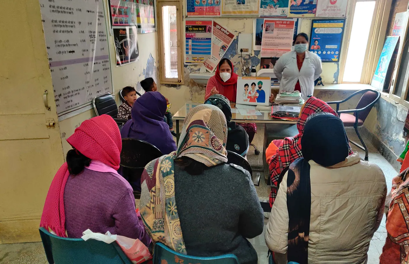 An antenatal care CCP session in progress at Fazilka District Hospital, Punjab