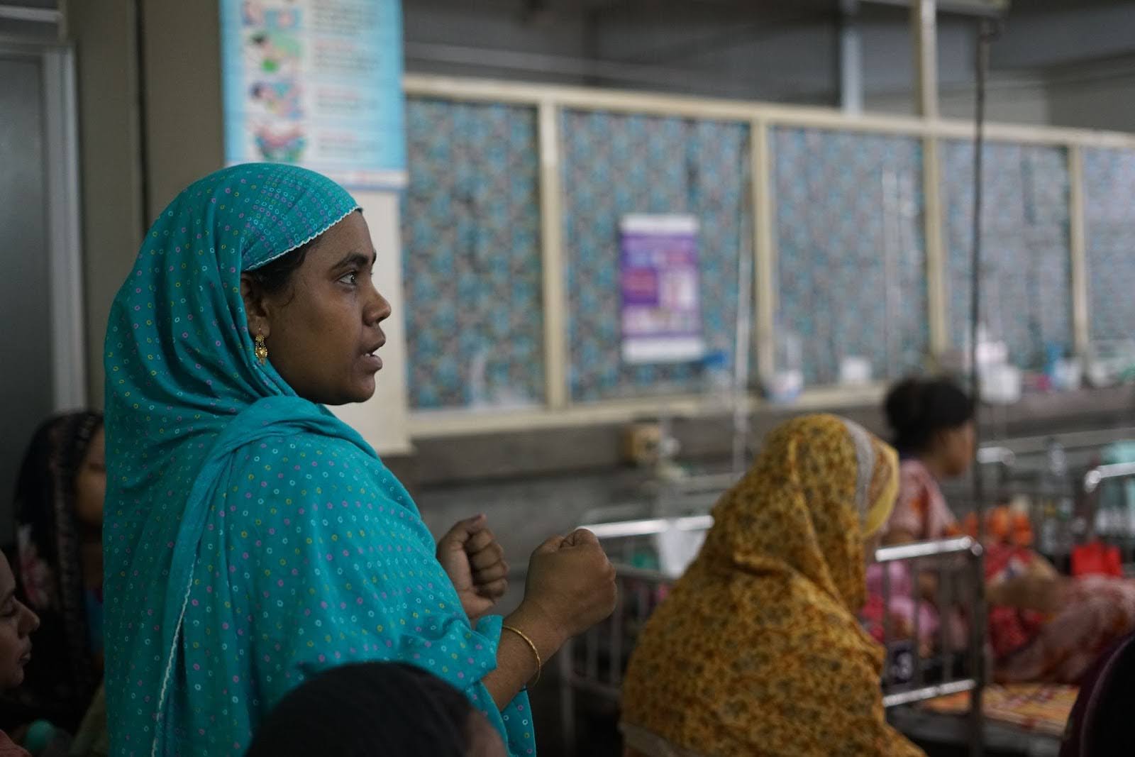 Sabina is in a ward responding to a question during a Care Companion Program session at Dhaka Shishu (Children’s) Hospital.