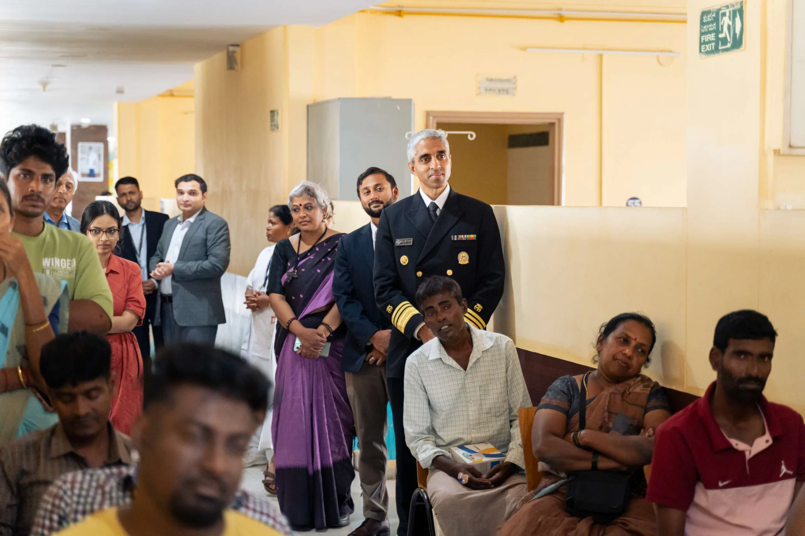 Alongside patients, Dr. Murthy listens attentively to a Care Companion Program session in the cardiac care ward. 