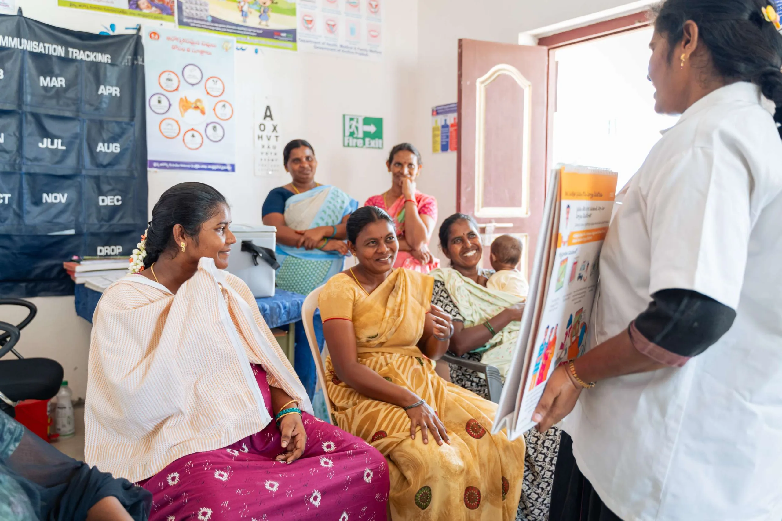 At the health and wellness center, Santhi turns health education into lively conversation.